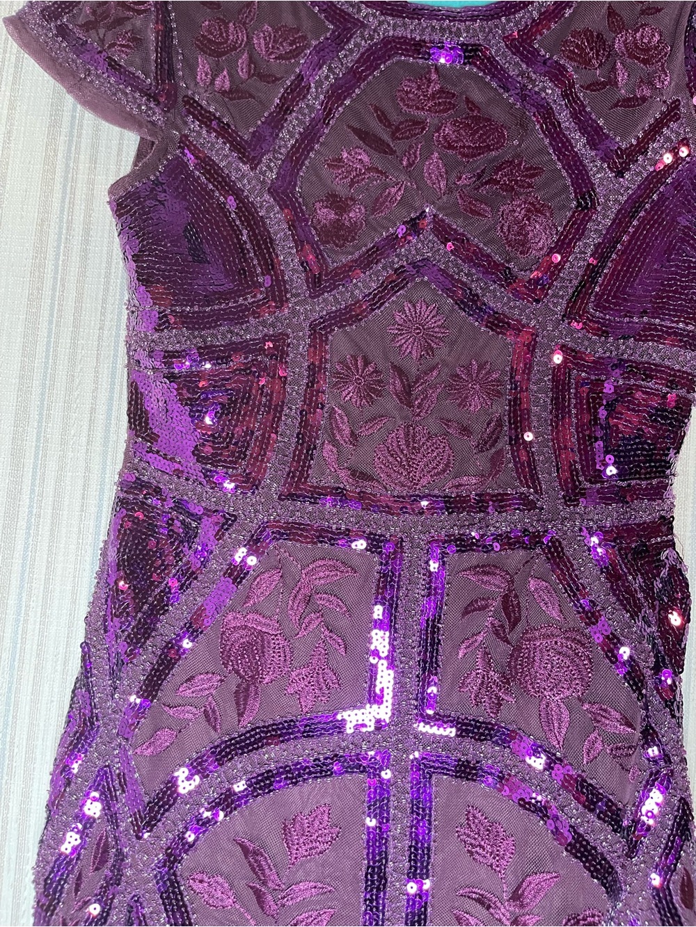 Lulu's Purple Sequin Embellished Short Sleeve Mini Dress - Picture 8 of 11